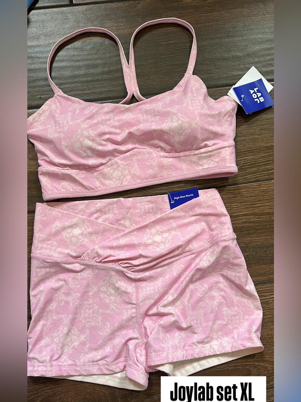 JoyLab Pink Printed Seamless Bralette & High-Rise Shorts